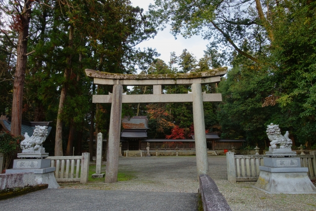 神社の２匹の狛犬